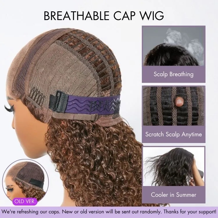 180% Density Copper Highlight Kinky Curly Glueless 5x5 Lace Closure Wig