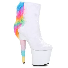 777-MAGIC 7" Unicorn Heel Platform Bootie with faux fur.