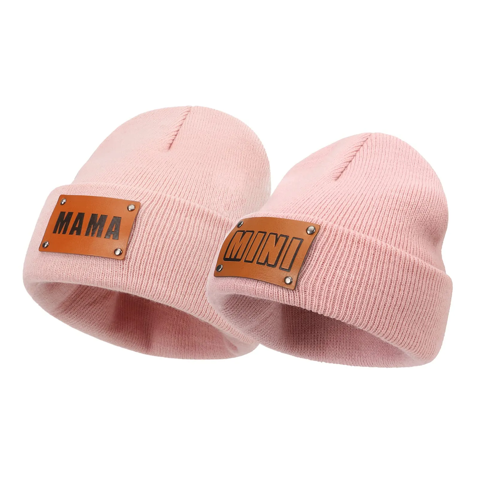 Asufegucd 2PCS Parent-Child Hat,Women's Knitted Beanie Cap,Baby Warm Hiphop Cap,Mother&Baby Winter Knit Wool Beanie,Ski Cap