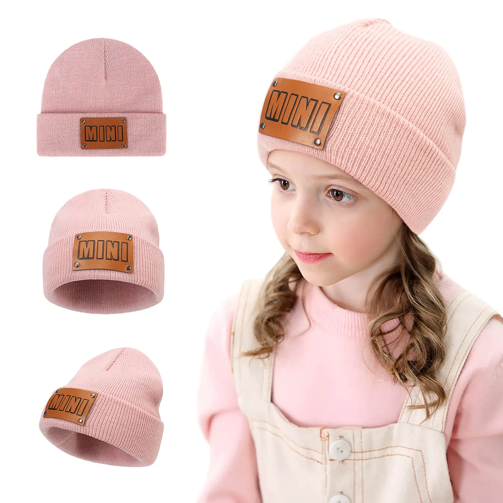 Asufegucd 2PCS Parent-Child Hat,Women's Knitted Beanie Cap,Baby Warm Hiphop Cap,Mother&Baby Winter Knit Wool Beanie,Ski Cap