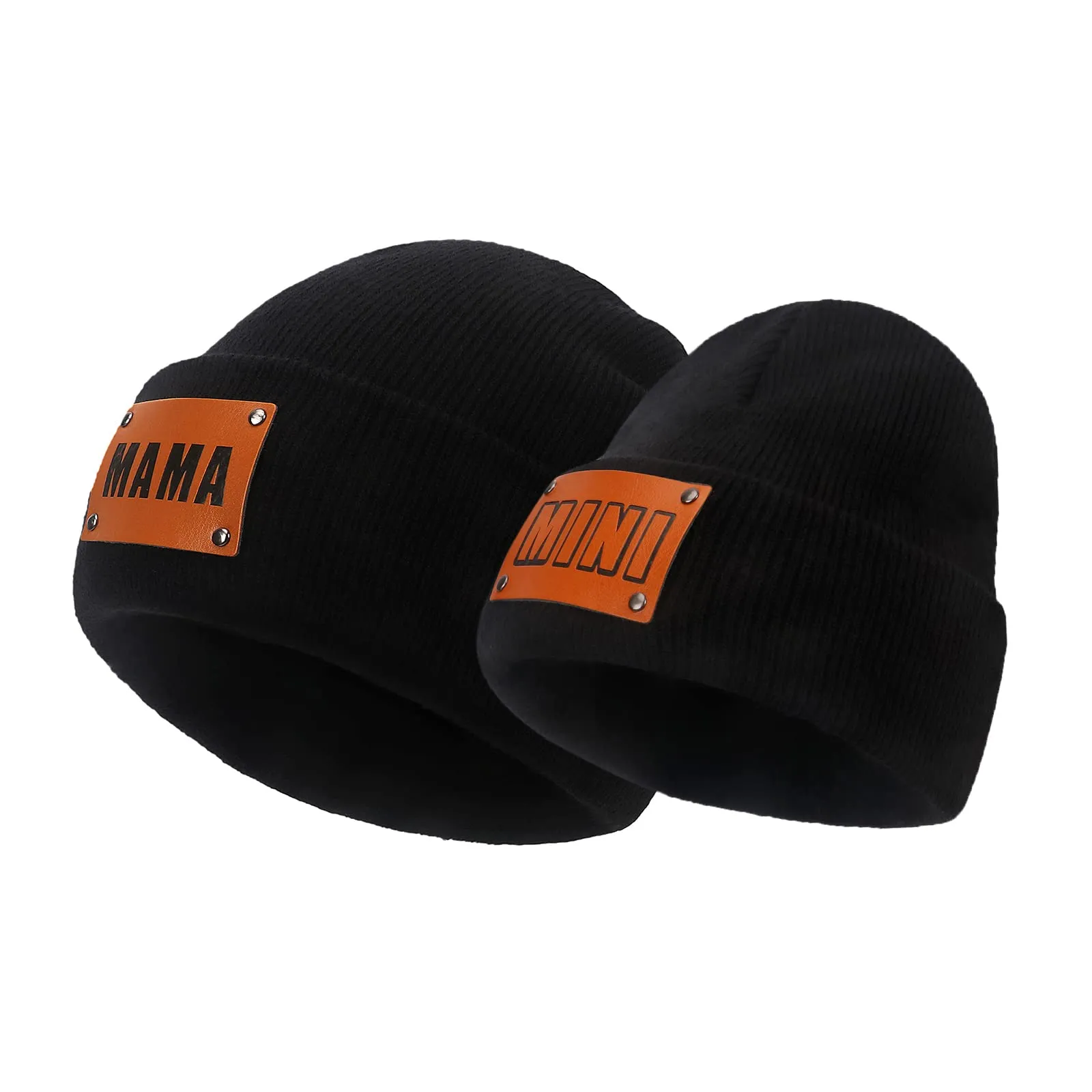 Asufegucd 2PCS Parent-Child Hat,Women's Knitted Beanie Cap,Baby Warm Hiphop Cap,Mother&Baby Winter Knit Wool Beanie,Ski Cap