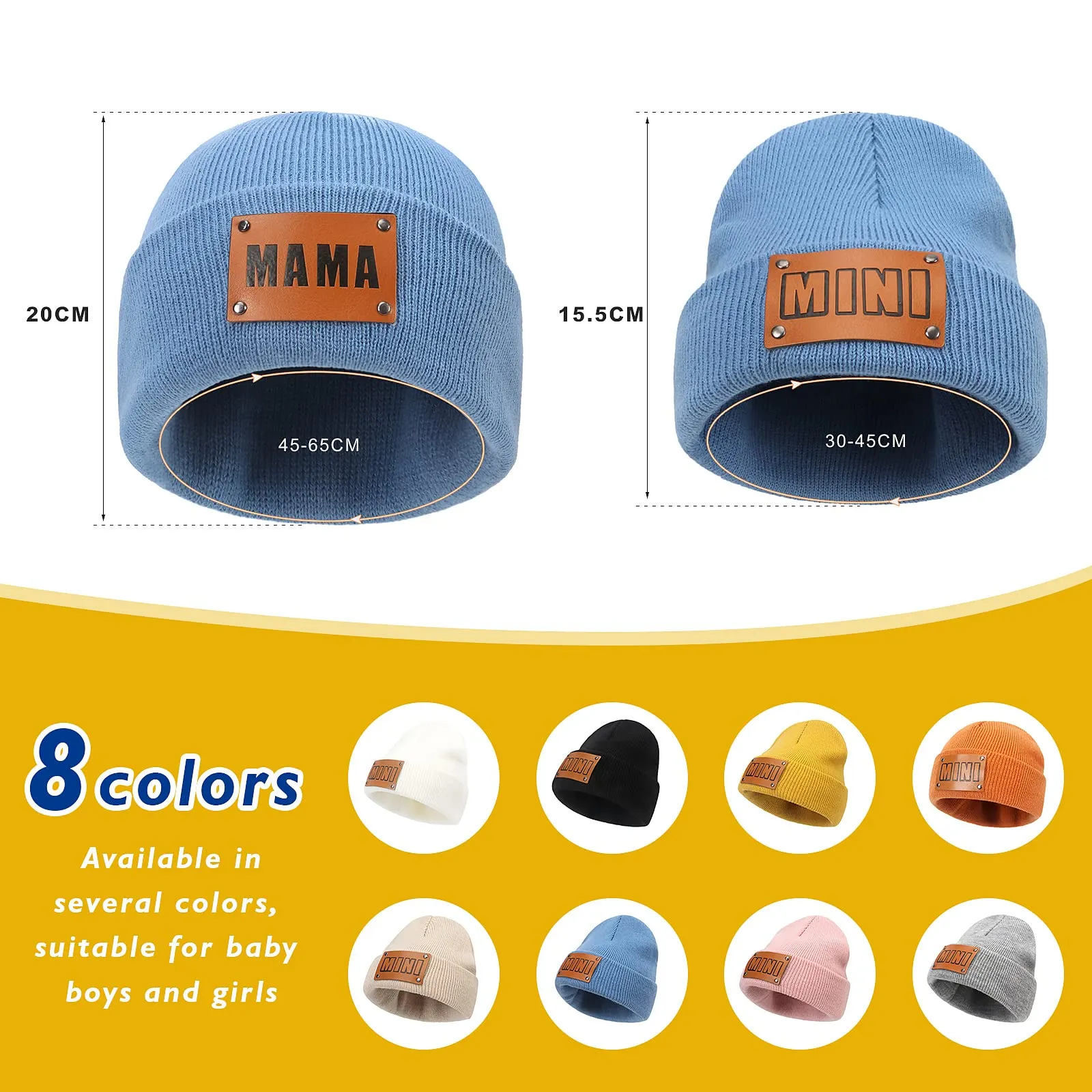Asufegucd 2PCS Parent-Child Hat,Women's Knitted Beanie Cap,Baby Warm Hiphop Cap,Mother&Baby Winter Knit Wool Beanie,Ski Cap
