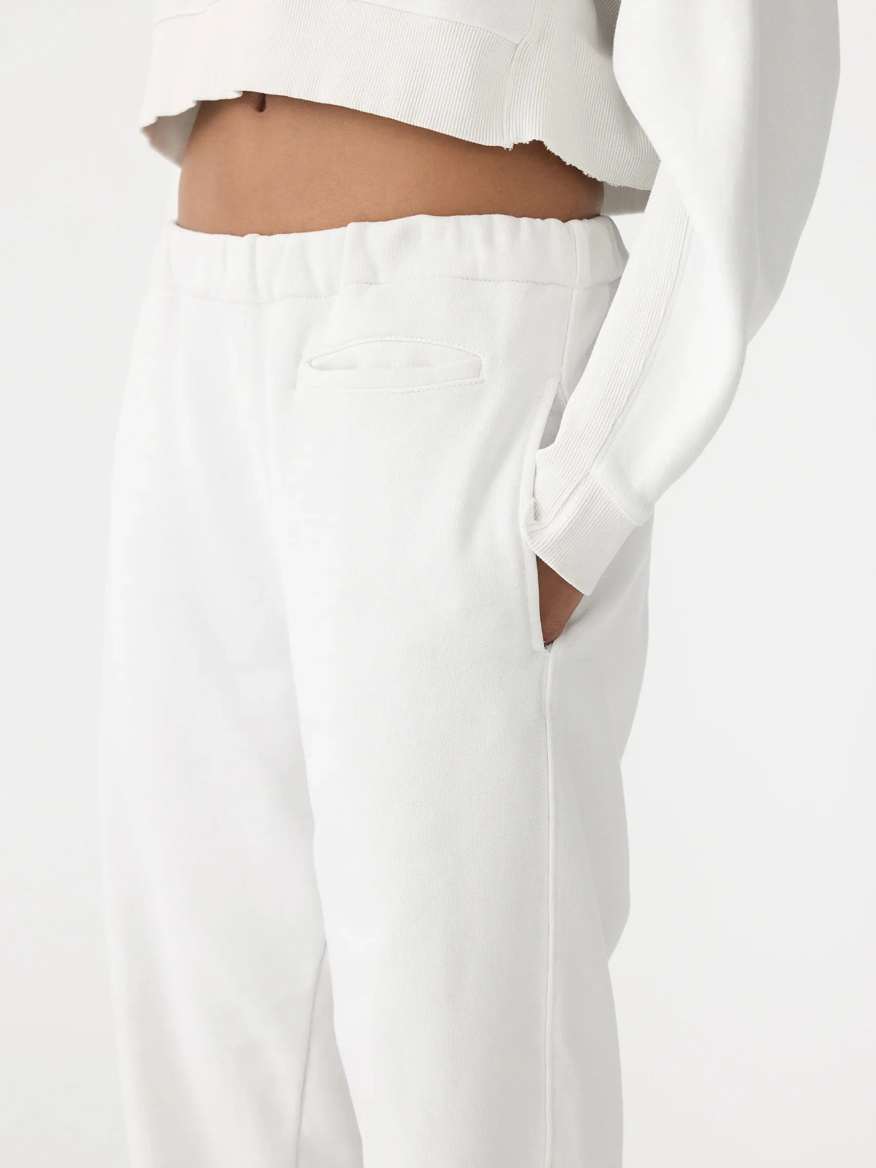 Bassike Fleece Trackpant in Antique White