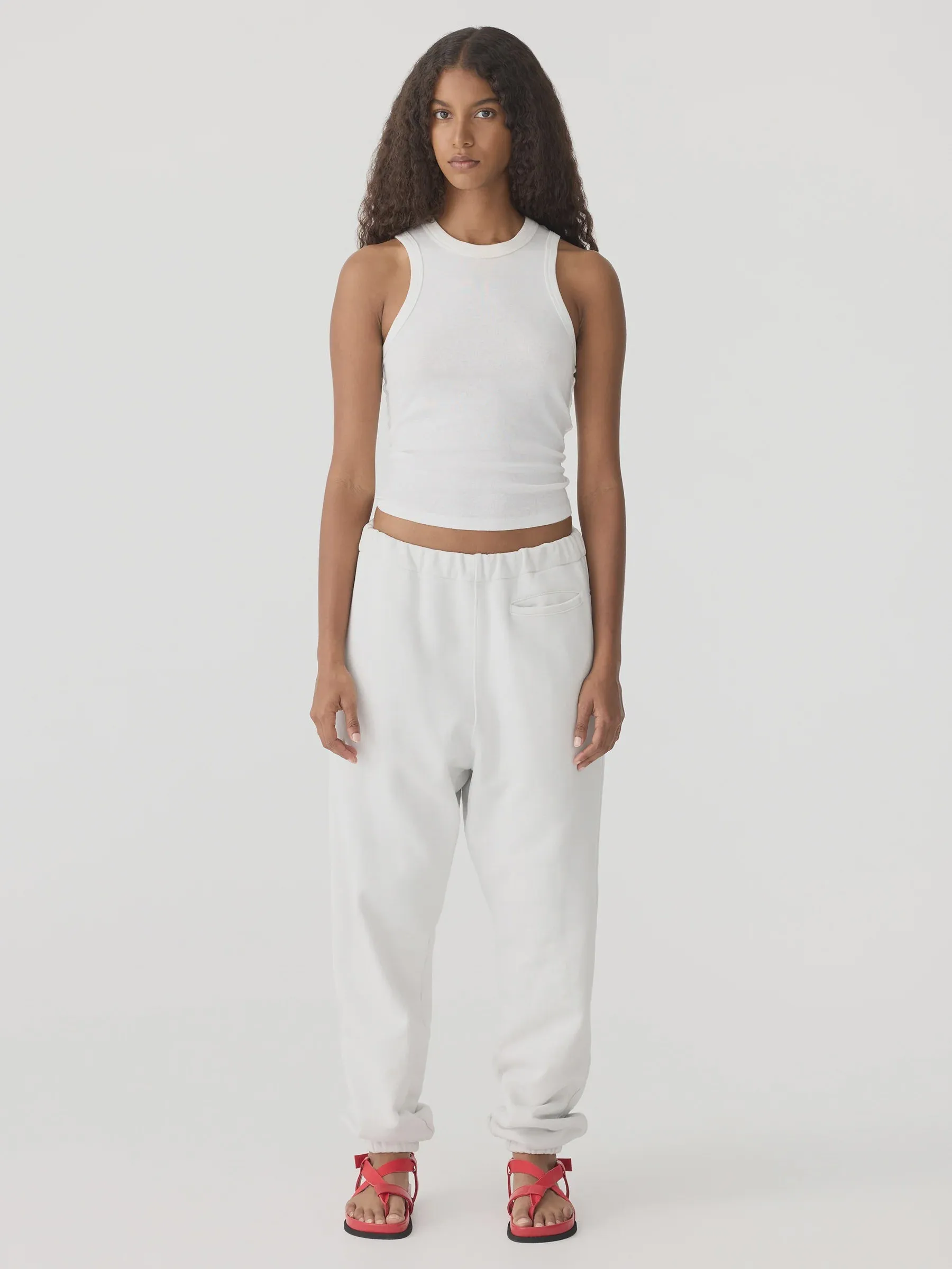Bassike Fleece Trackpant in Antique White