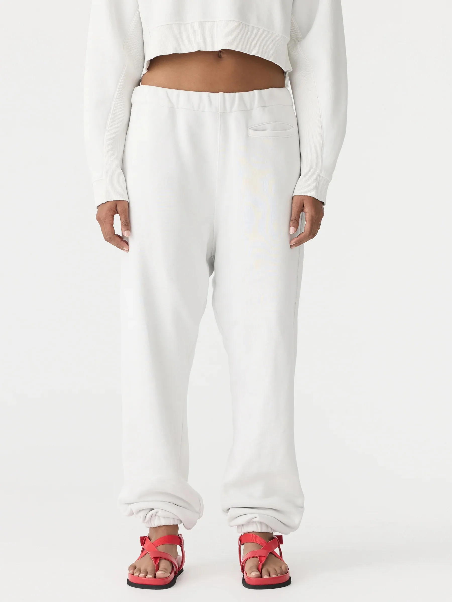 Bassike Fleece Trackpant in Antique White