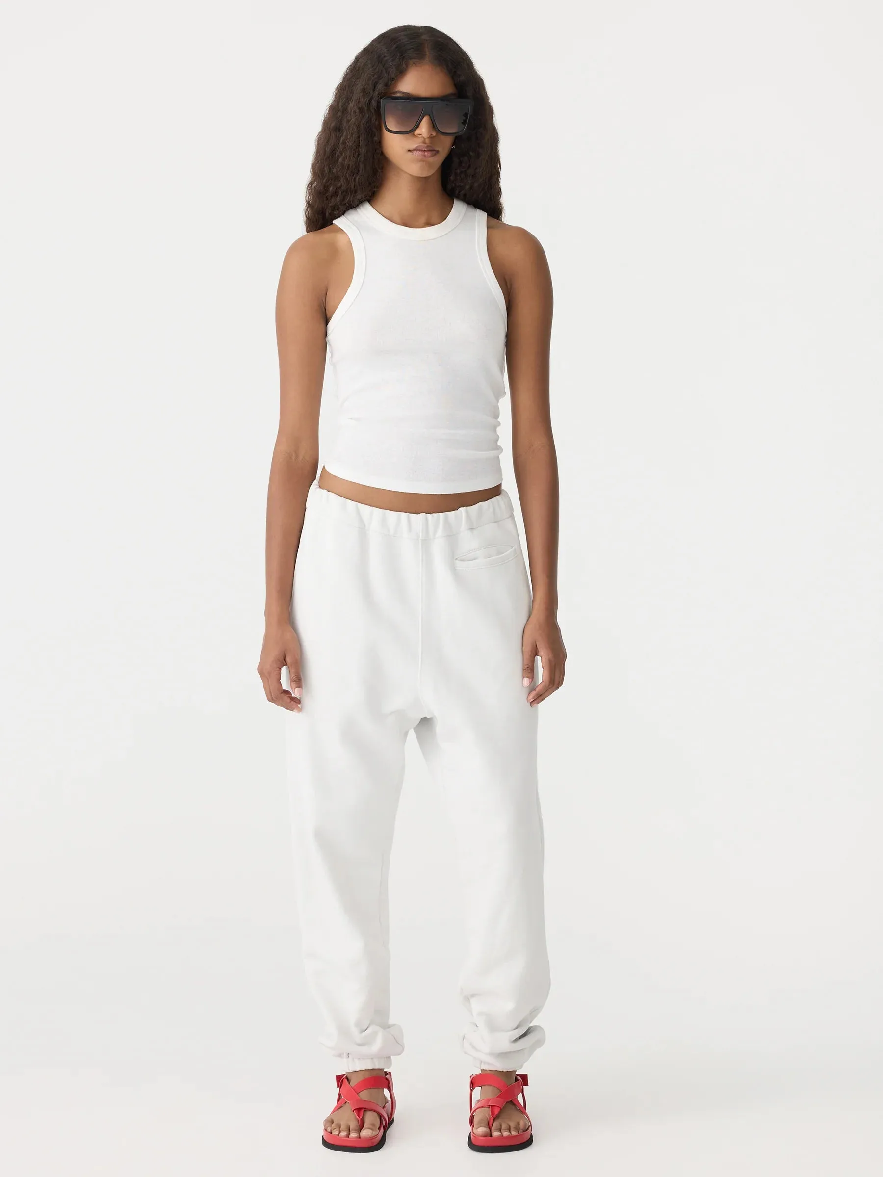 Bassike Fleece Trackpant in Antique White