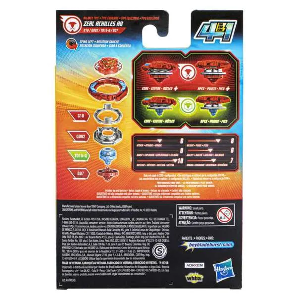 Beyblade Burst Quadstrike Starter Pack Zeal Achilles A8