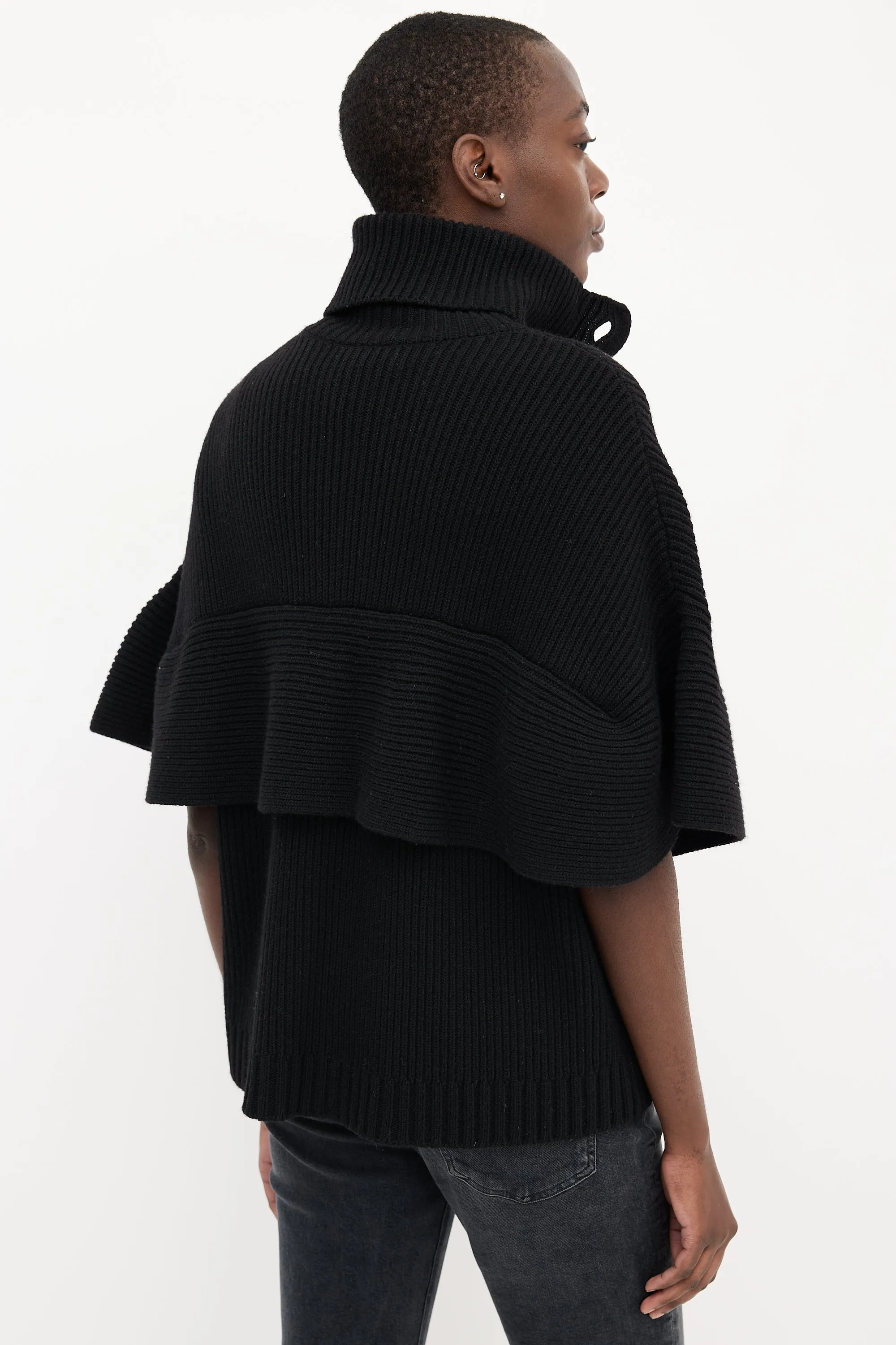 Black & Multi Embroidered Cape Cardigan