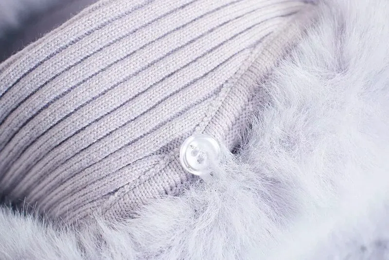 FAUX FUR CROPPED KNIT CARDIGAN