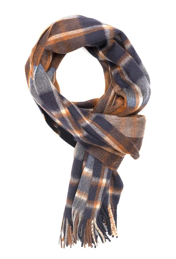 Joshua Ellis Tweed 100% Cashmere Stole Navy Blue