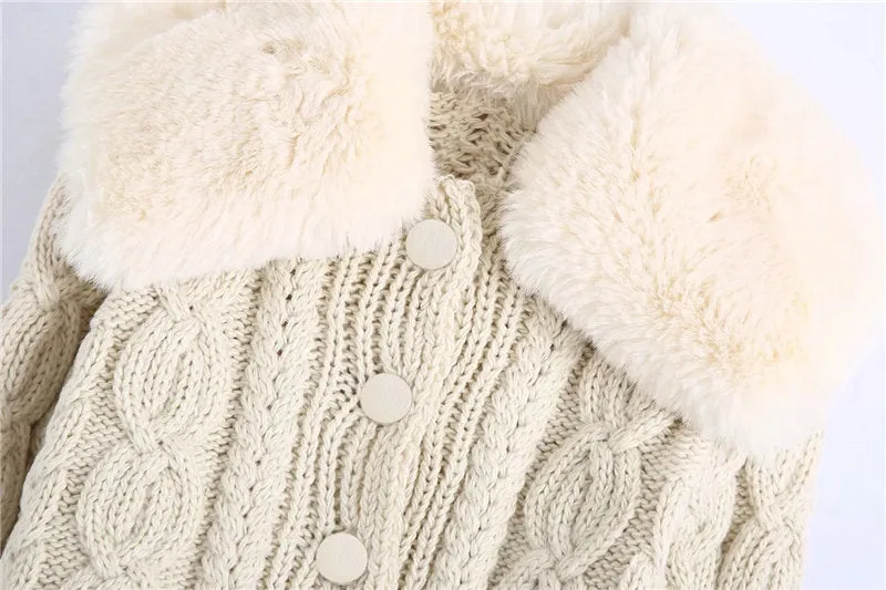 KNIT FAUX FUR CARDIGAN