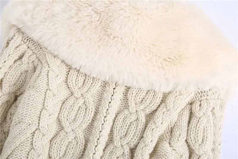 KNIT FAUX FUR CARDIGAN