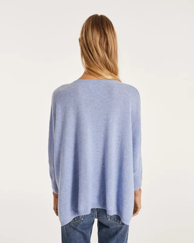 Kujten Minie Cashmere Oversized Sweater V neck 3/4 sleeve