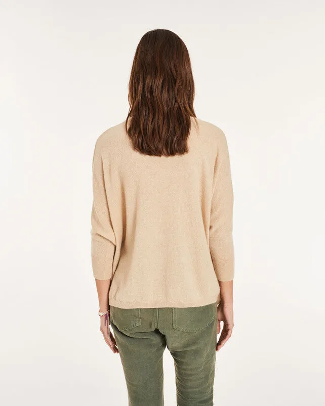 Kujten Minie Cashmere Oversized Sweater V neck 3/4 sleeve