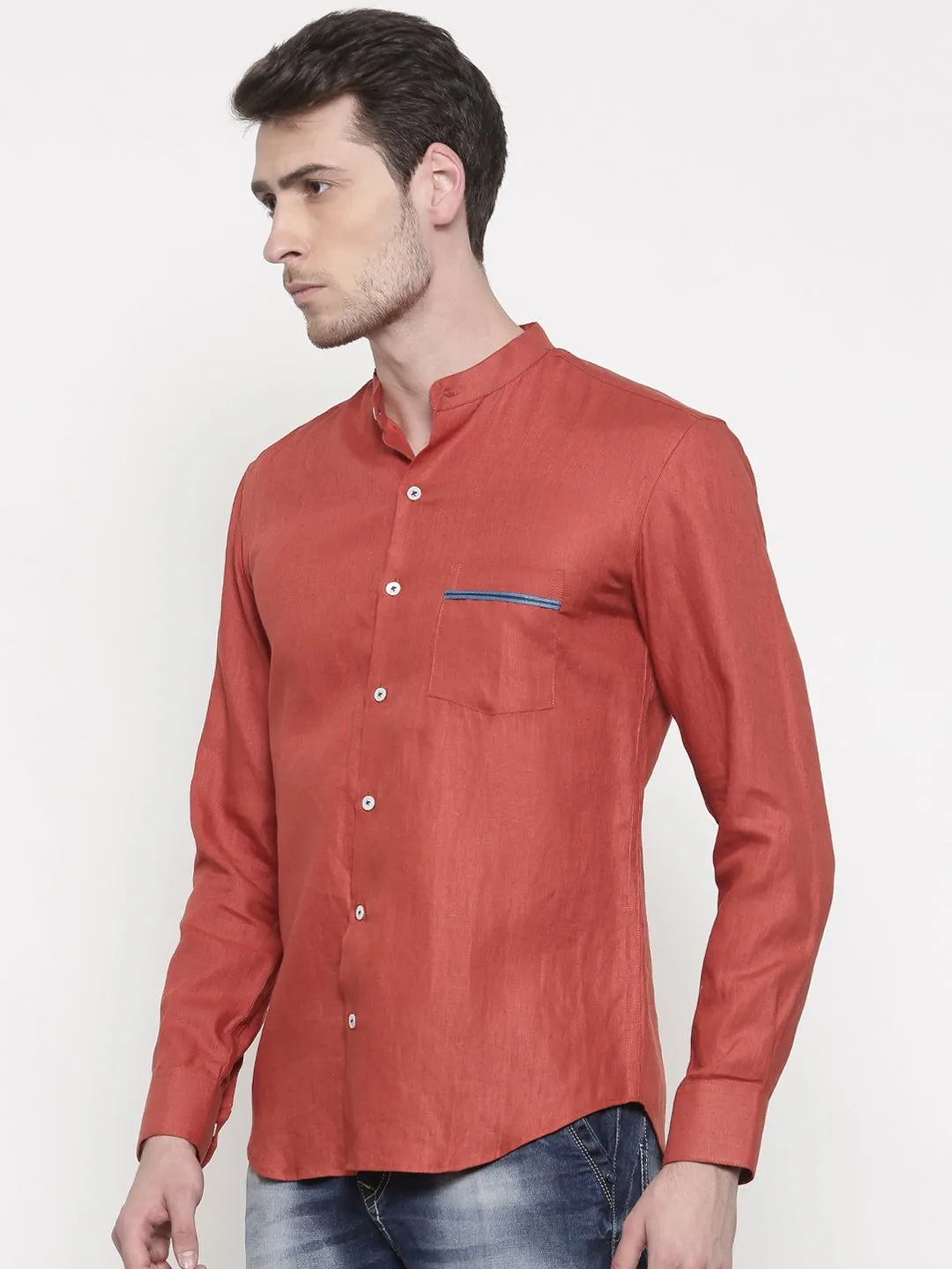 Linen Orange Classic Shirt - MM0670