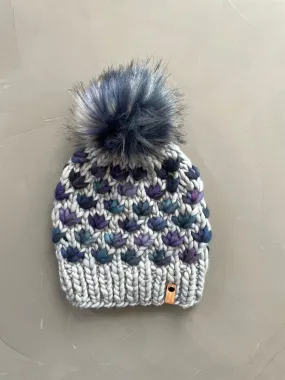 Lotus Flower Beanie in Gray and Whales Road