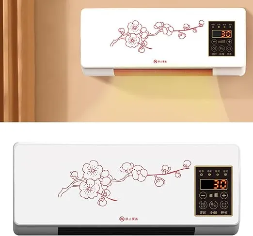 Mini Heating Machine 1800W Wall Mounted Cold Air Conditioner Remote Control Intelligent Heater For Home Office Bedroom