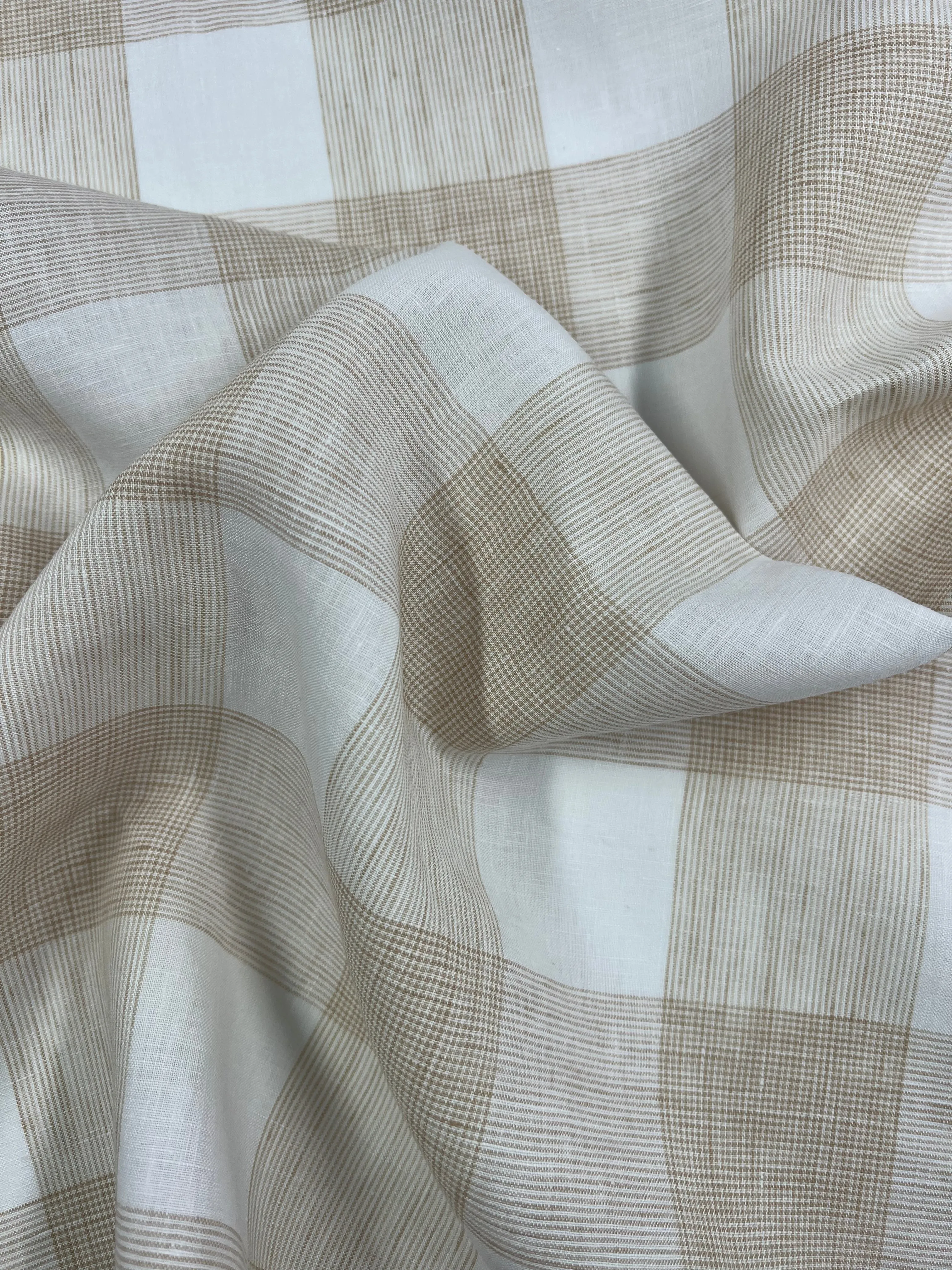 Pure Linen - Natural Check - 145cm