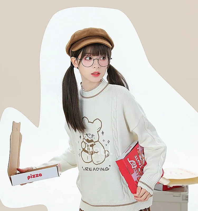 Soft Girl Cute Bear Pullover Sweater