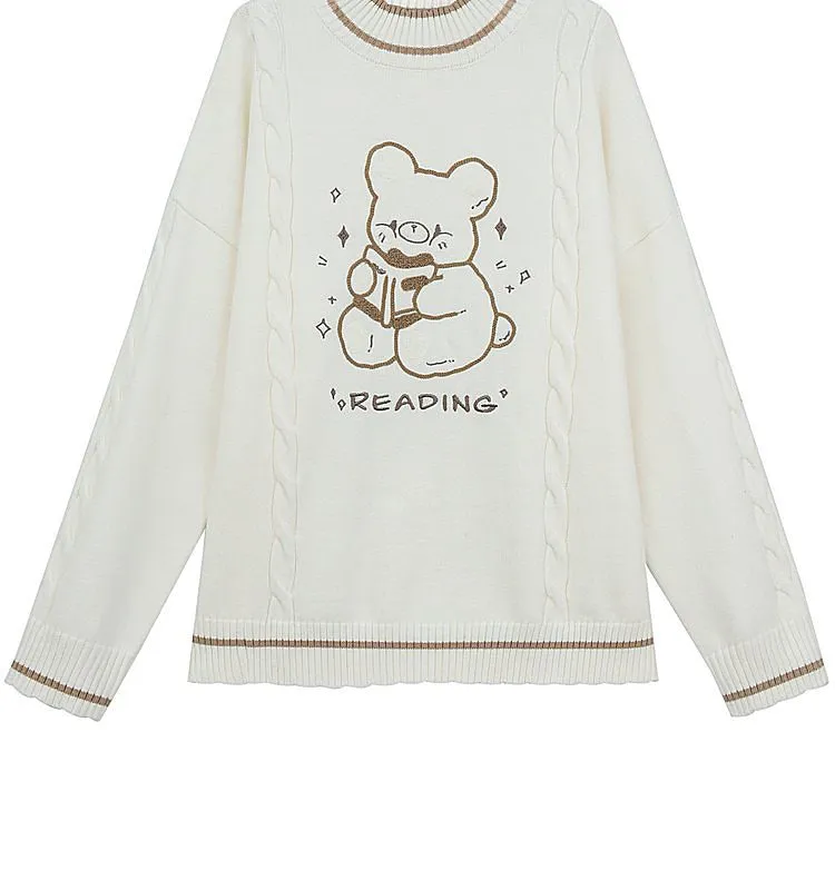Soft Girl Cute Bear Pullover Sweater