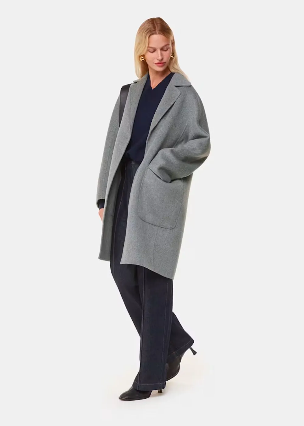 Whistles Cassie Double Face Pocket Coat Grey