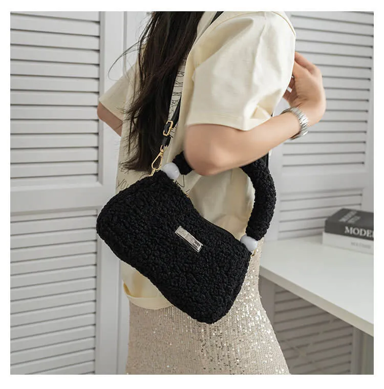 Women Faux Fur Crossbody Tote Bag-Showtown