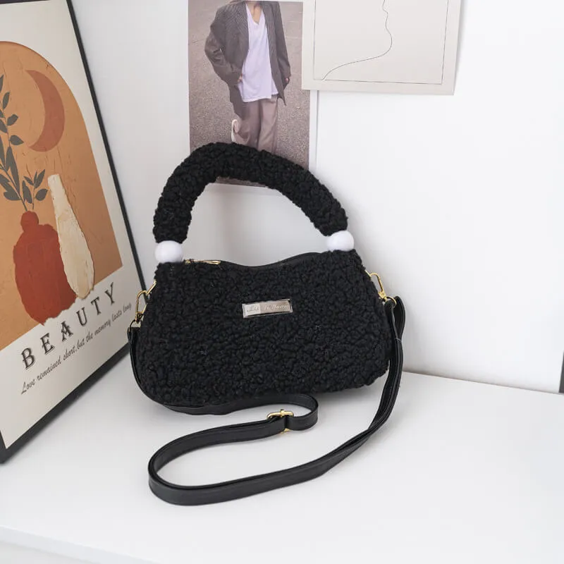 Women Faux Fur Crossbody Tote Bag-Showtown