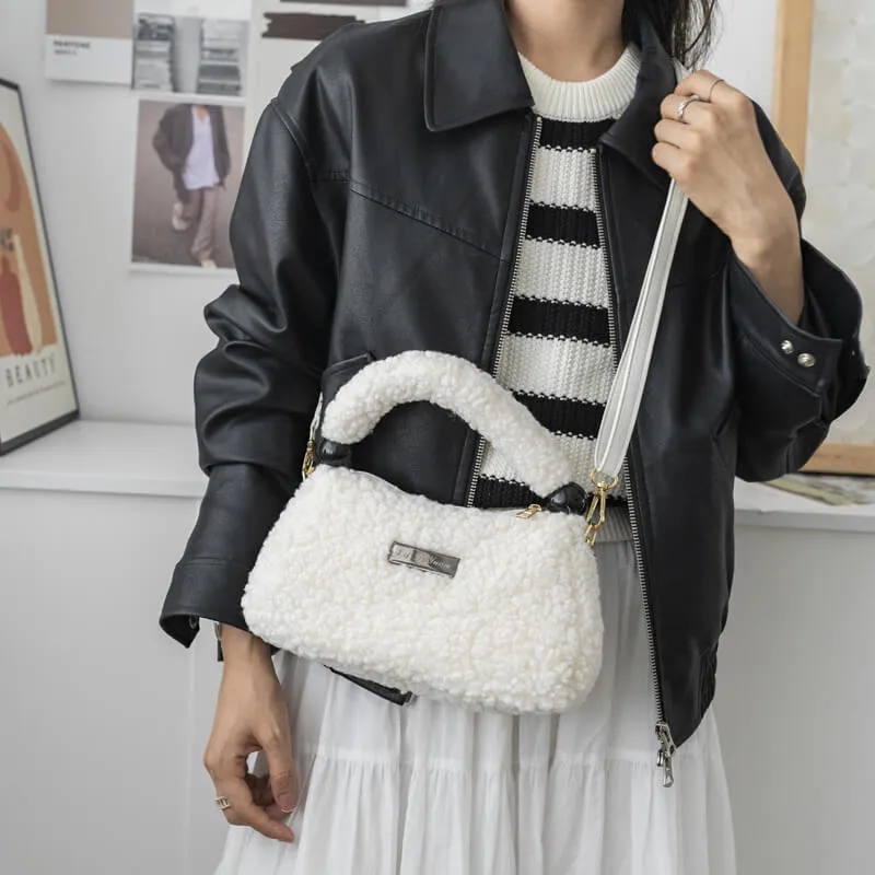 Women Faux Fur Crossbody Tote Bag-Showtown