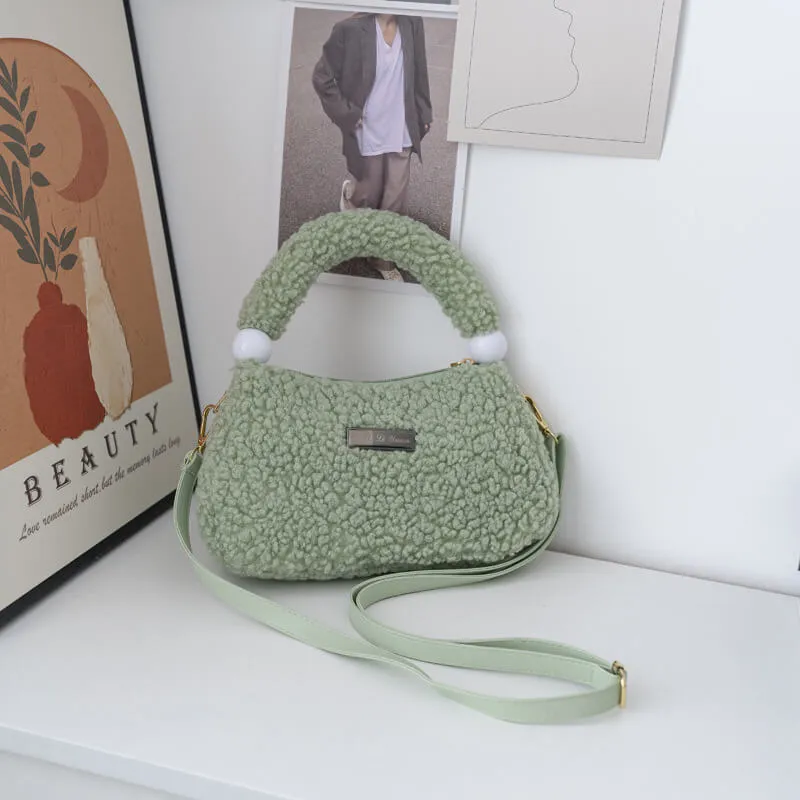 Women Faux Fur Crossbody Tote Bag-Showtown