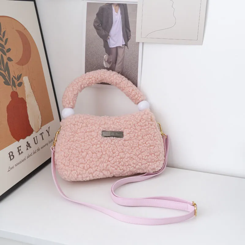 Women Faux Fur Crossbody Tote Bag-Showtown