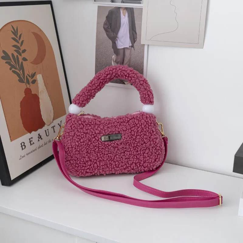 Women Faux Fur Crossbody Tote Bag-Showtown