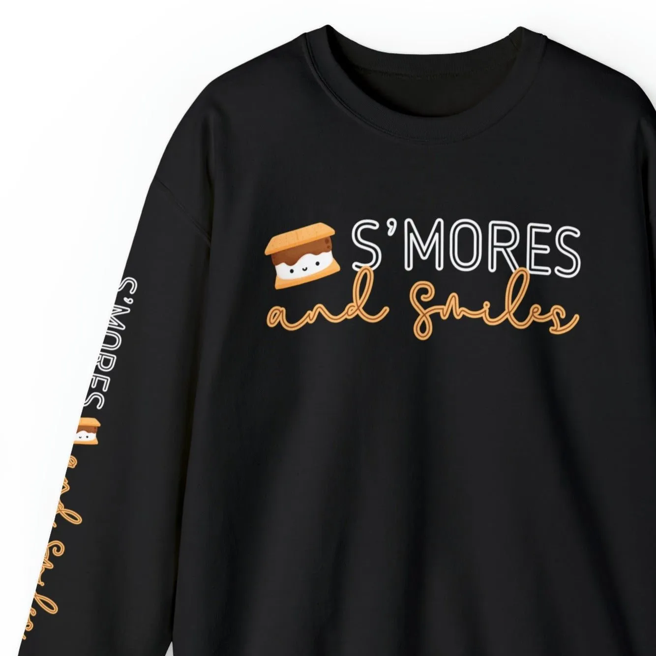 Women's Sweatshirt - 'S'mores and Smiles' with Cute S'more Design and Sleeve Detail