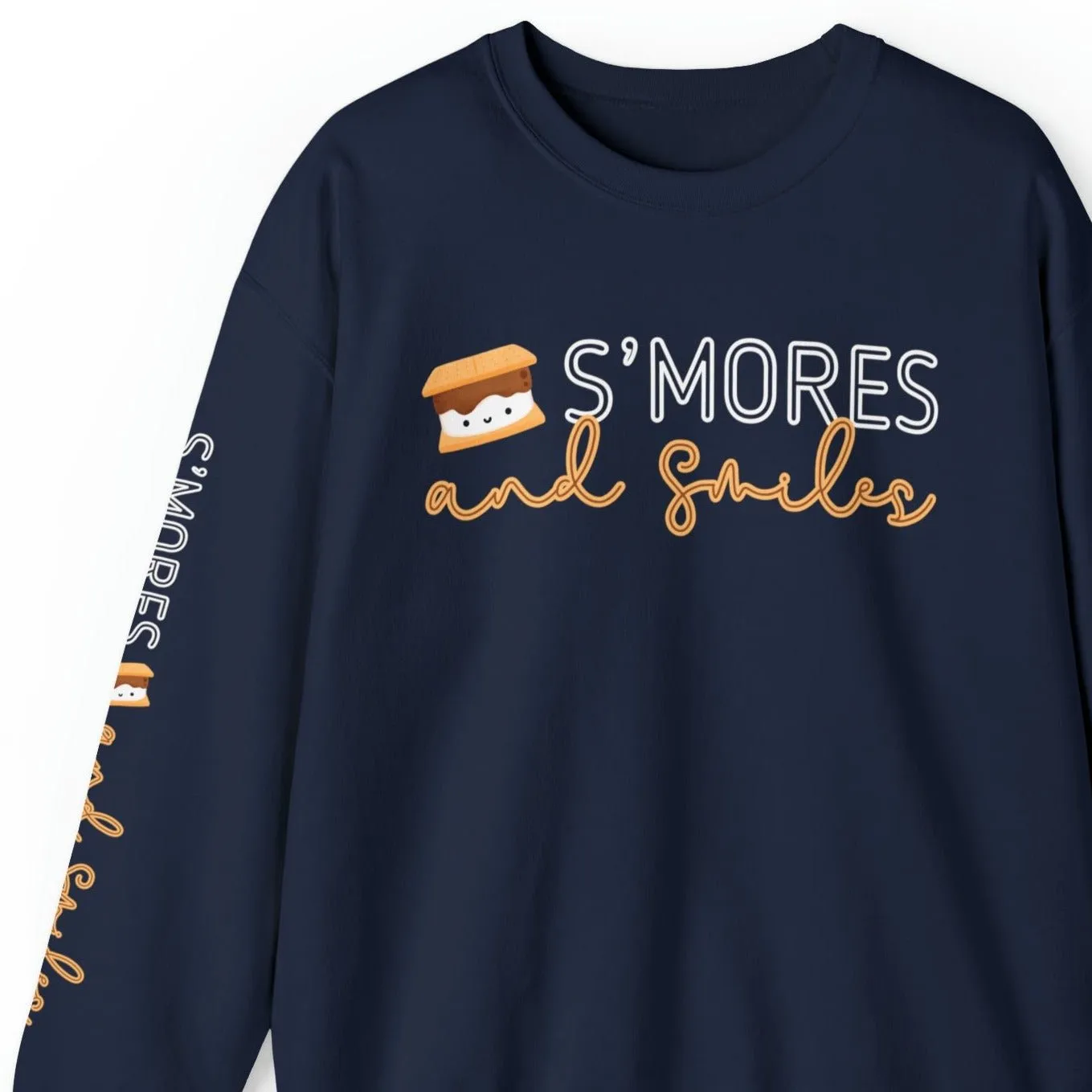 Women's Sweatshirt - 'S'mores and Smiles' with Cute S'more Design and Sleeve Detail