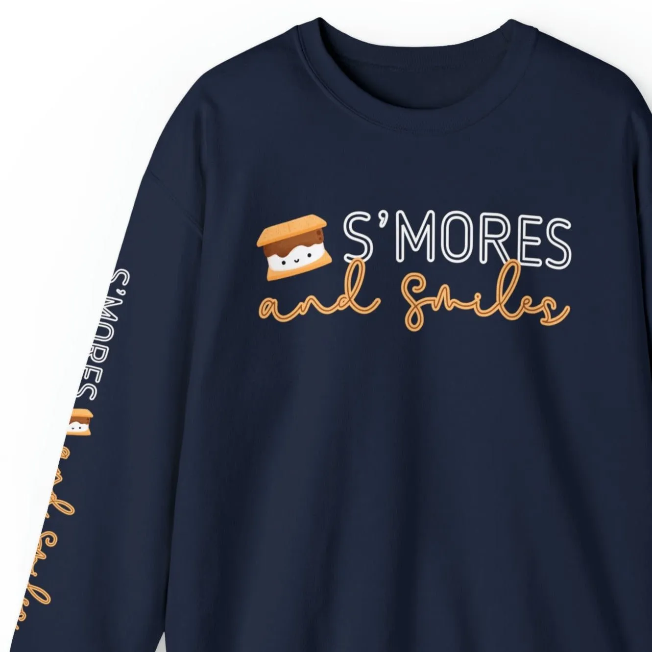 Women's Sweatshirt - 'S'mores and Smiles' with Cute S'more Design and Sleeve Detail