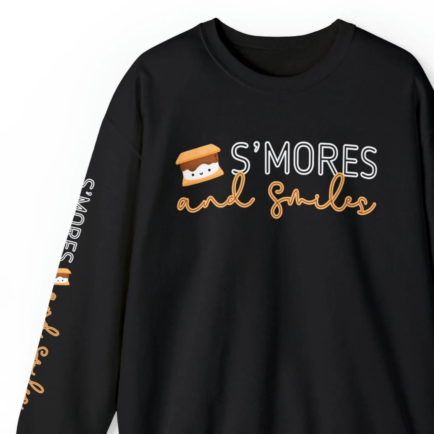 Women's Sweatshirt - 'S'mores and Smiles' with Cute S'more Design and Sleeve Detail