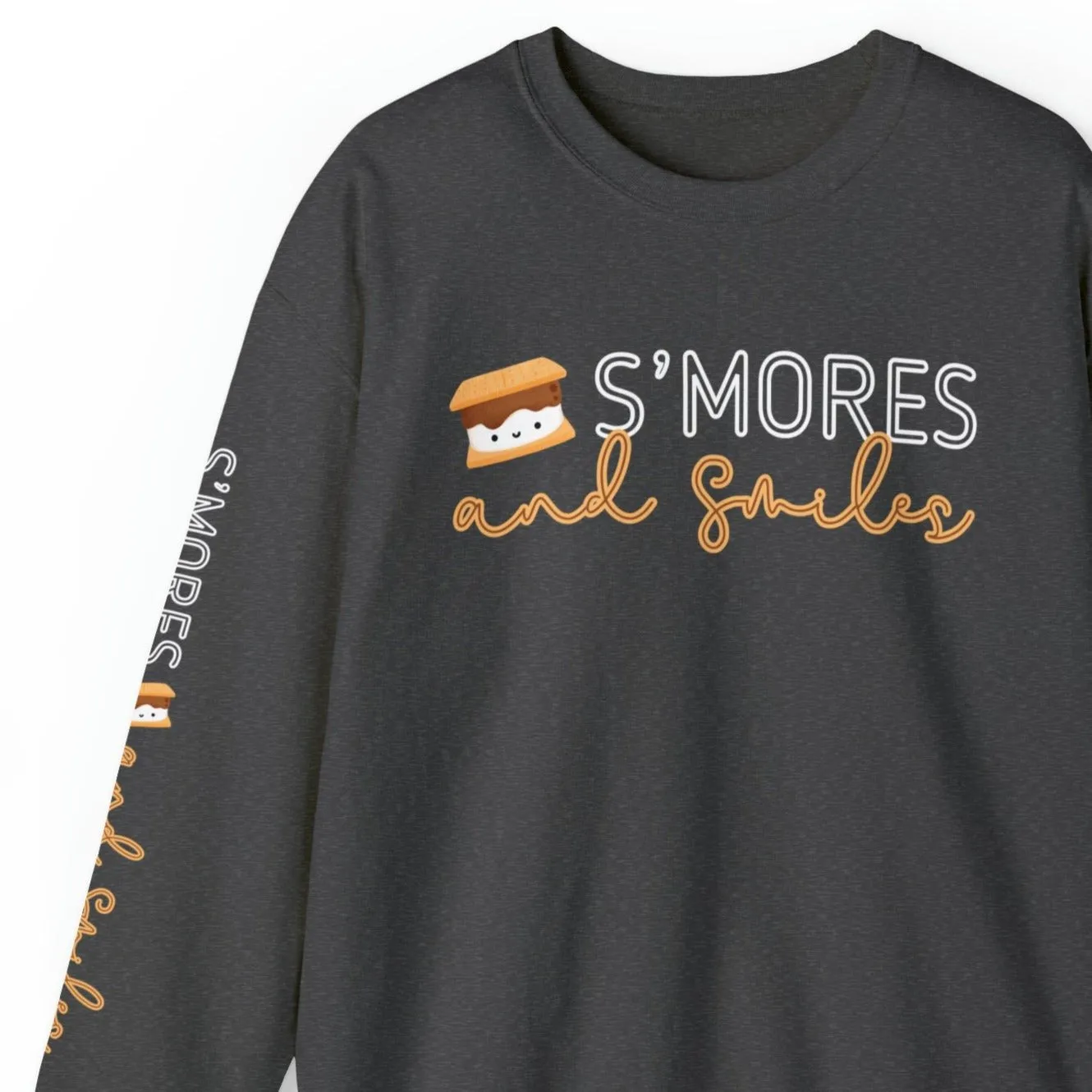 Women's Sweatshirt - 'S'mores and Smiles' with Cute S'more Design and Sleeve Detail
