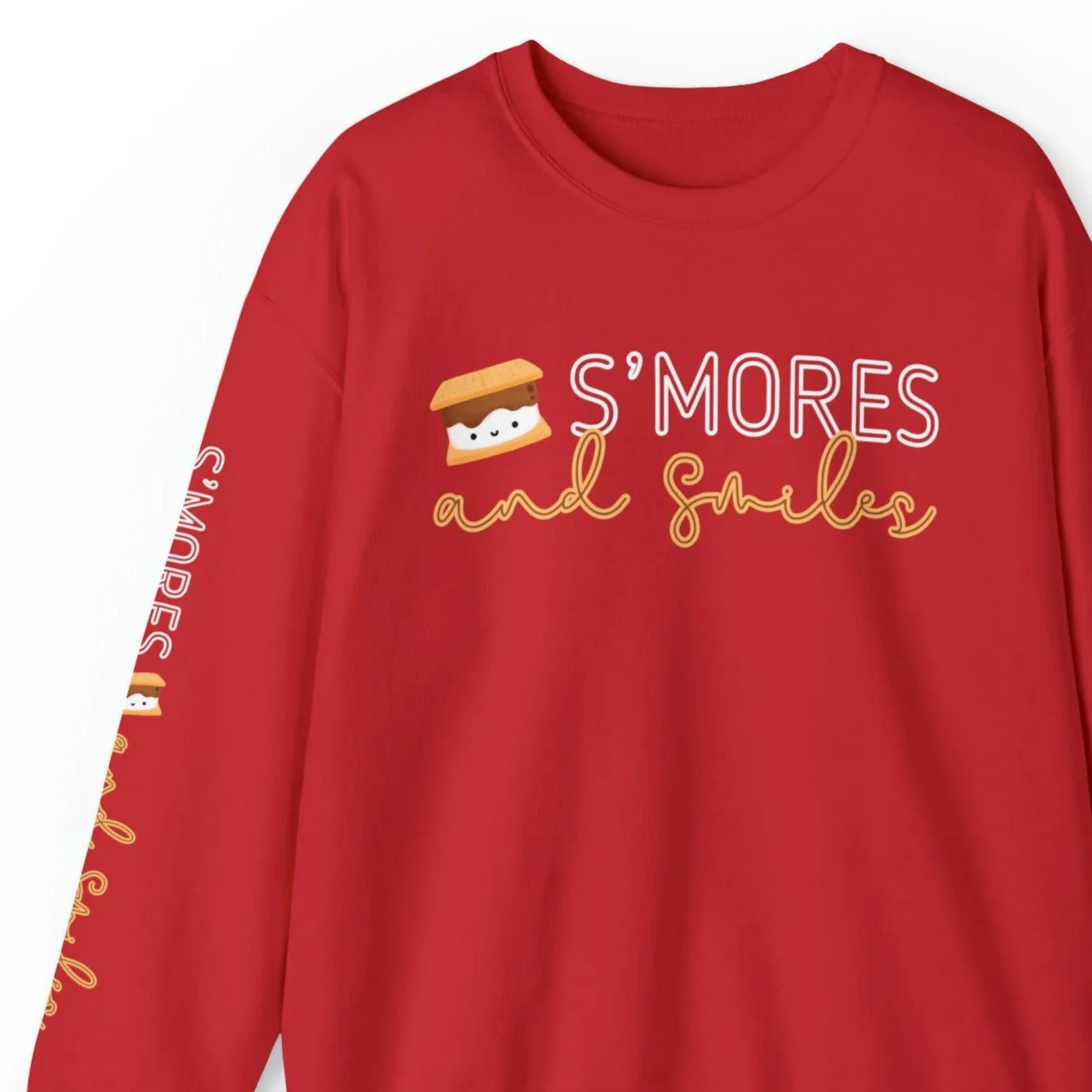 Women's Sweatshirt - 'S'mores and Smiles' with Cute S'more Design and Sleeve Detail