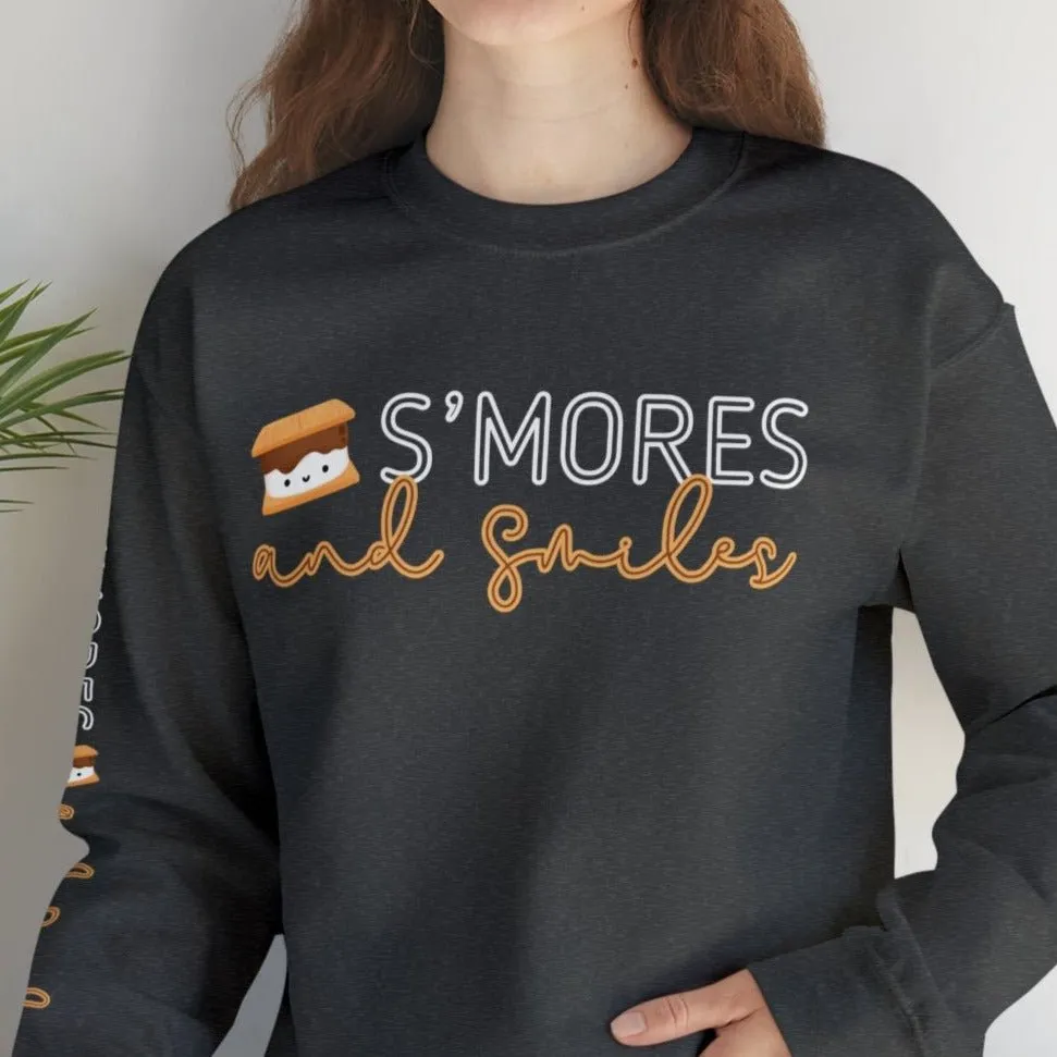 Women's Sweatshirt - 'S'mores and Smiles' with Cute S'more Design and Sleeve Detail